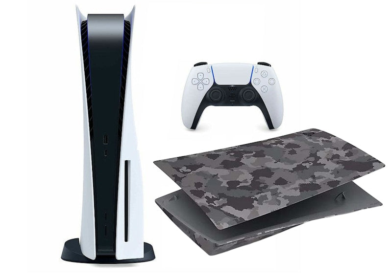 Sony Playstation 5 PS5 Disc Console with PS5 Console Cover (US Plug) 1000032115/1000031418 Camo Grey