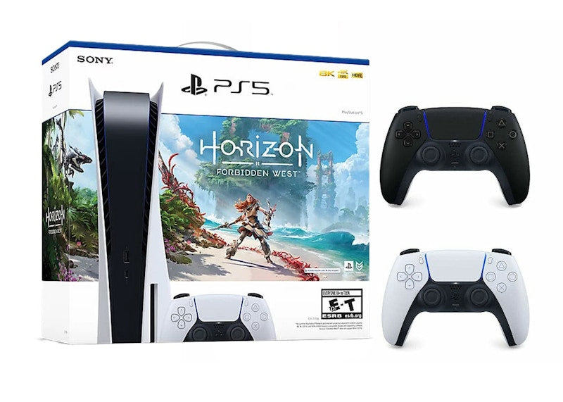 Sony Playstation 5 PS5 Horizon Forbidden West Blu-Ray Console with Extra DualSense Wireless Controller Bundle (US Plug) 1000032115/1000032000-3006392 Midnight Black