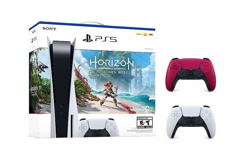 Sony Playstation 5 PS5 Horizon Forbidden West Blu-Ray Console with Extra DualSense Wireless Controller Bundle (US Plug) 1000032115/1000032000-3006393 Cosmic Red