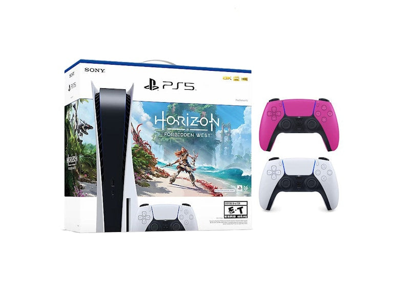 Sony Playstation 5 PS5 Horizon Forbidden West Blu-Ray Console with Extra DualSense Wireless Controller Bundle (US Plug) 1000032115/1000032000-3006395 Nova Pink