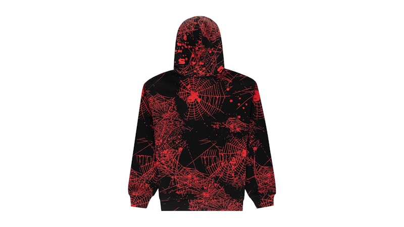 Sp5der AOP Web V2 Zip Up Hoodie Black