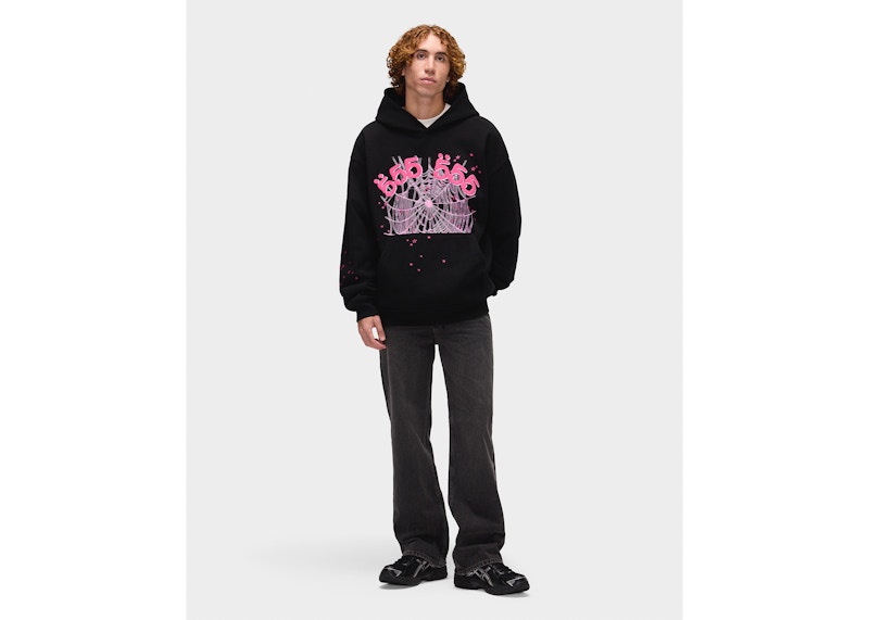Sp5der Angel Number Hoodie Black