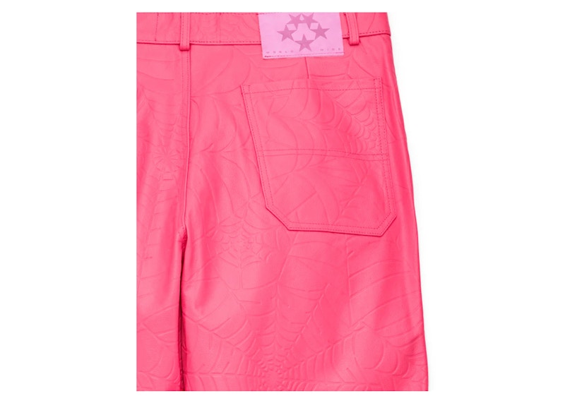 Sp5der Debossed Web Leather Pant Pink
