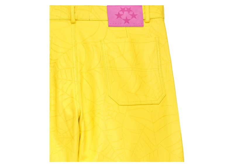 Sp5der Debossed Web Leather Pant Yellow