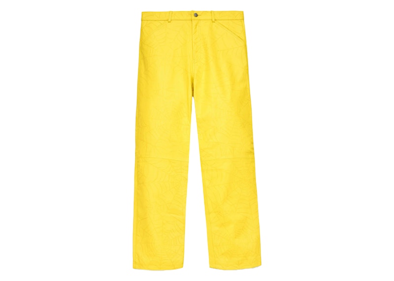 Sp5der Debossed Web Leather Pant Yellow