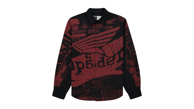 Sp5der Lap 5 Button Up Shirt Red