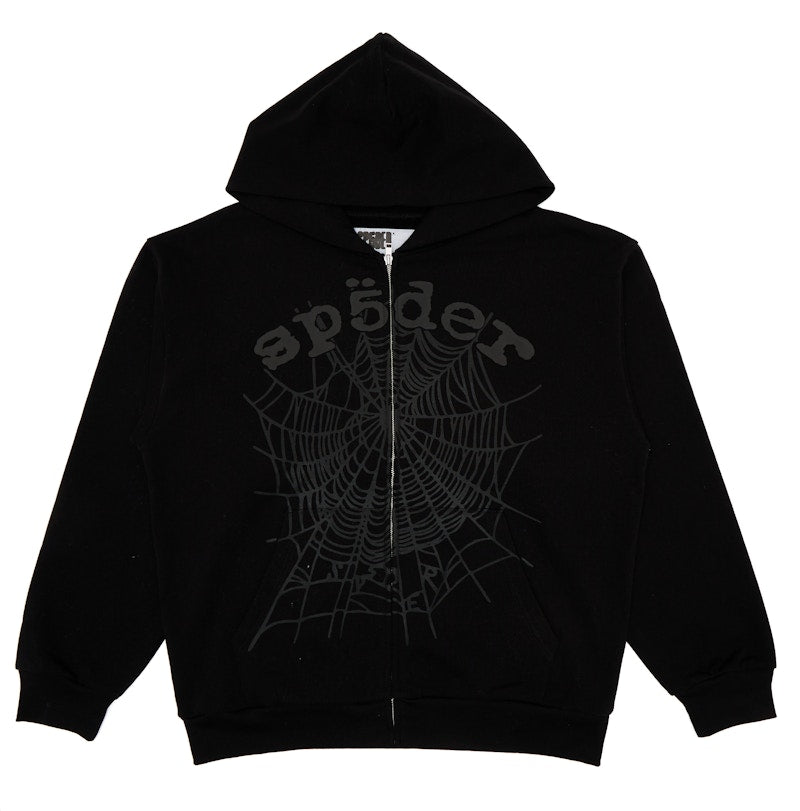 Sp5der OG Web V2 Phantom Zip Up Hoodie Black