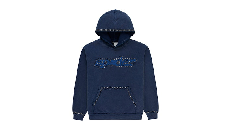 Sp5der Punk V3 Studded Hoodie Blue