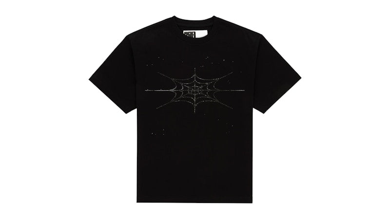 Sp5der Rhinestone Silk Tee Black