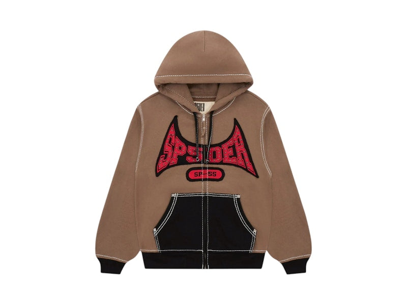 Sp5der T&F Zip Hoodie Brown