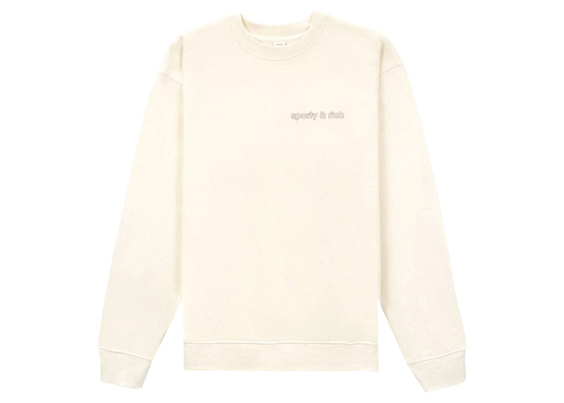 Sporty & Rich Avant Garde Logo Crewneck Cream/Merlot