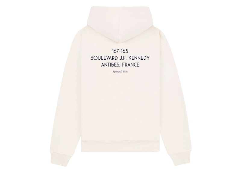 Sporty & Rich Eden Crest Kennedy Hoodie Cream/Navy
