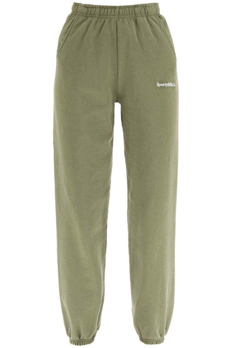 Sporty & Rich Embroidered Logo Sweatpants Khaki