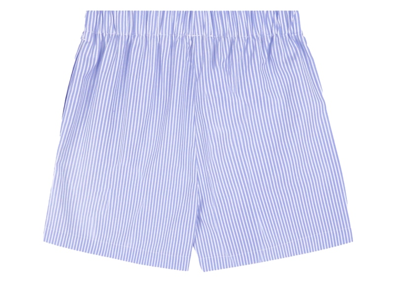 Sporty & Rich Hotel du Cap Cursive Poplin Short Blue Stiped