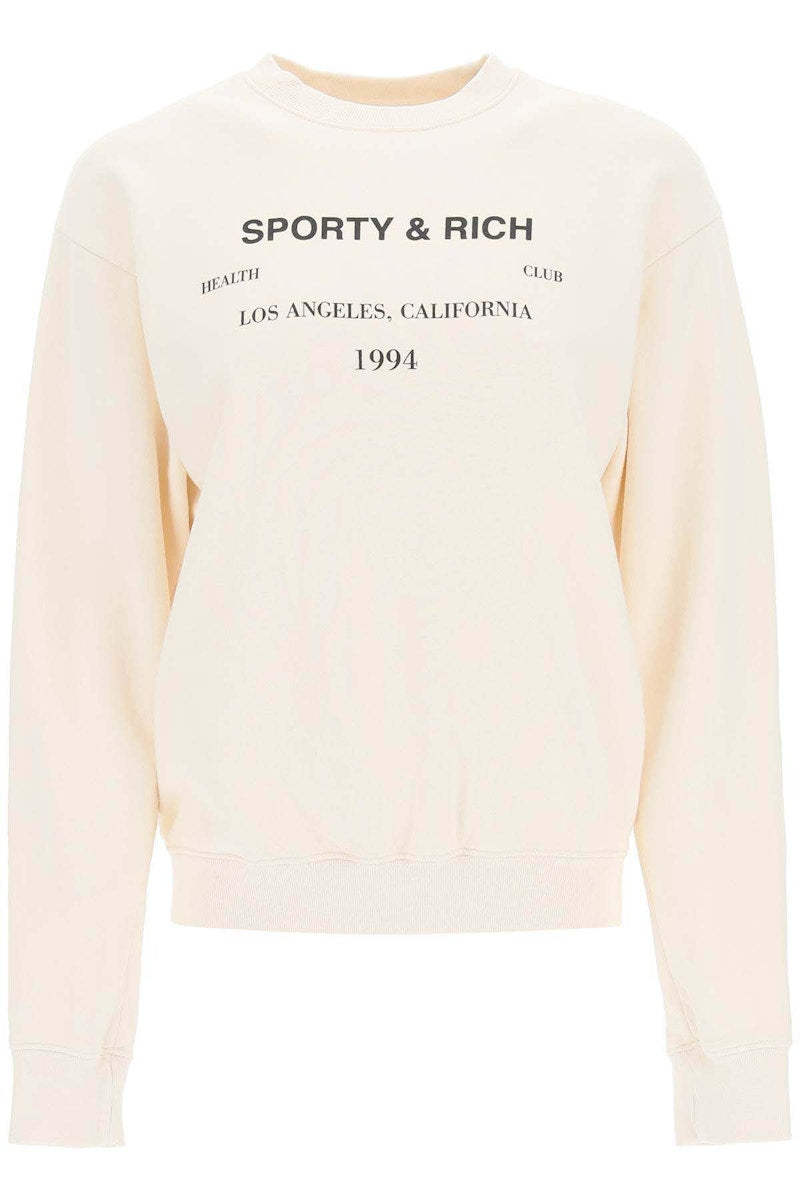 Sporty & Rich LA Health Club Crewneck Sweatshirt Cream/Black