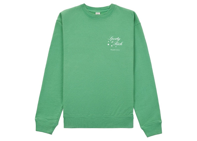 Sporty & Rich Stars Health Crew Crewneck Jolly Green/White