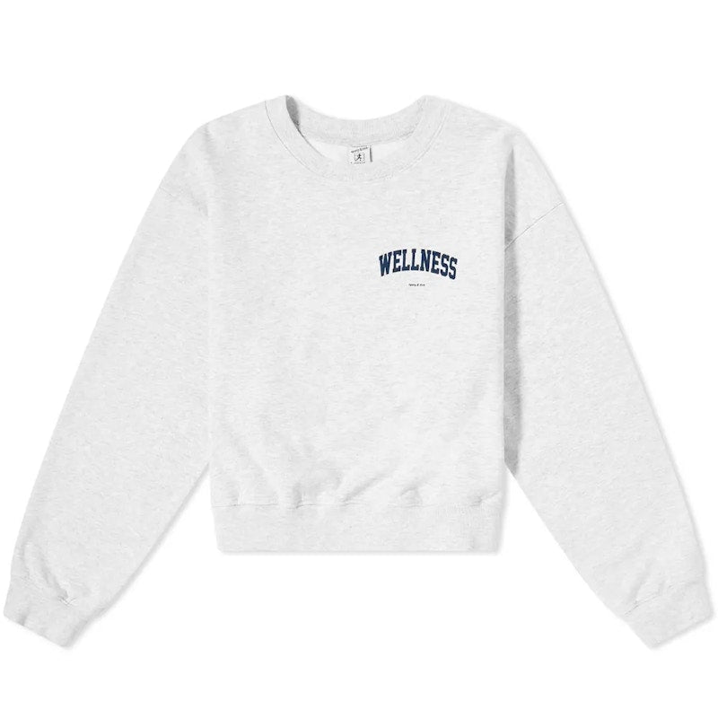 Sporty & Rich Wellness Ivy Crop Crewneck Sweatshirt Heather Grey