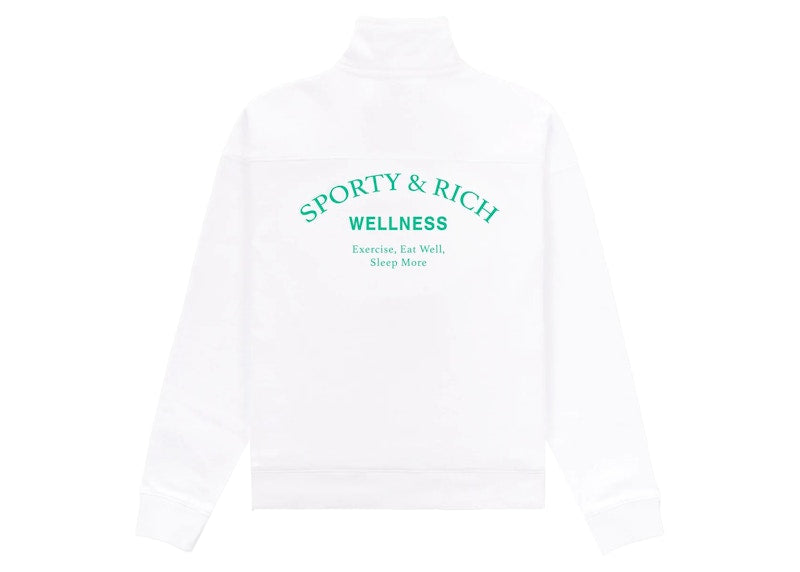 Sporty & Rich Wellness Studio Quarter Zip White/Jolly Green
