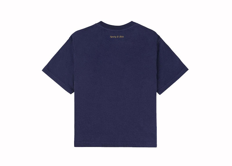 Sporty & Rich x adidas Originals Wellness Club Cropped Tee Navy/Gold