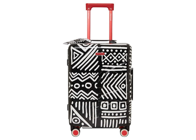 Sprayground African Intelligence A.I.8 - Unveiling the Origin Story of Sharknautics Hardshell Carry-On 22 Luggage Black/White