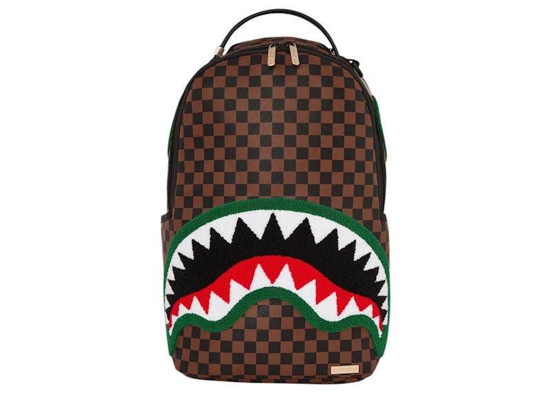 Sprayground Chenille Sip Romeo Air Italia Shark Backpack Brown