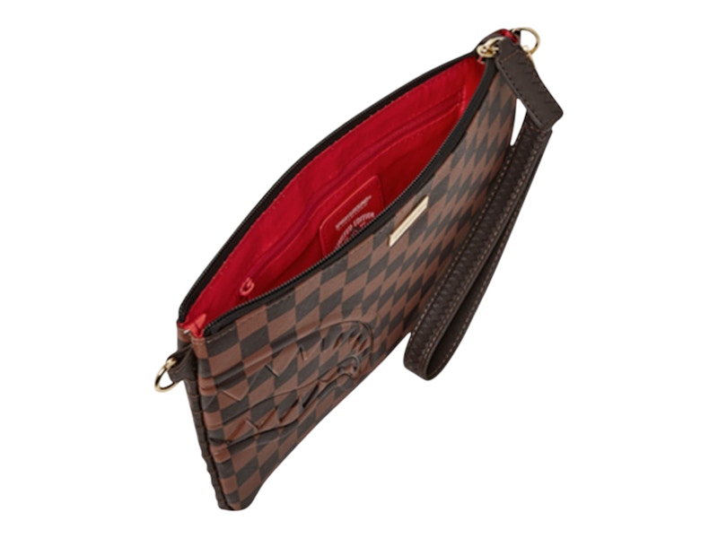 Sprayground Core Emboss Check Pouchette Pouchette Black Brown