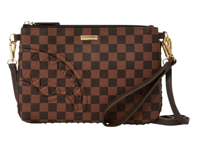 Sprayground Core Emboss Check Pouchette Pouchette Black Brown