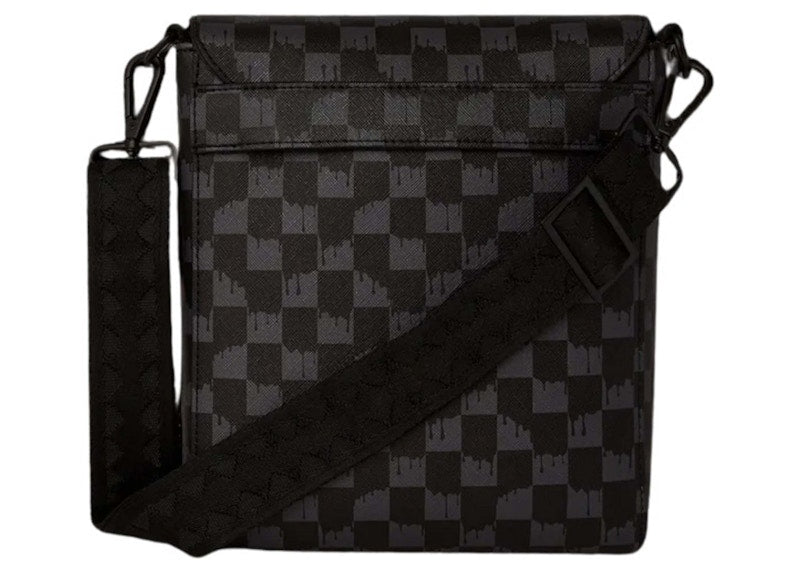 Sprayground Drip Check Shark Messenger Bag Black/Grey Checker