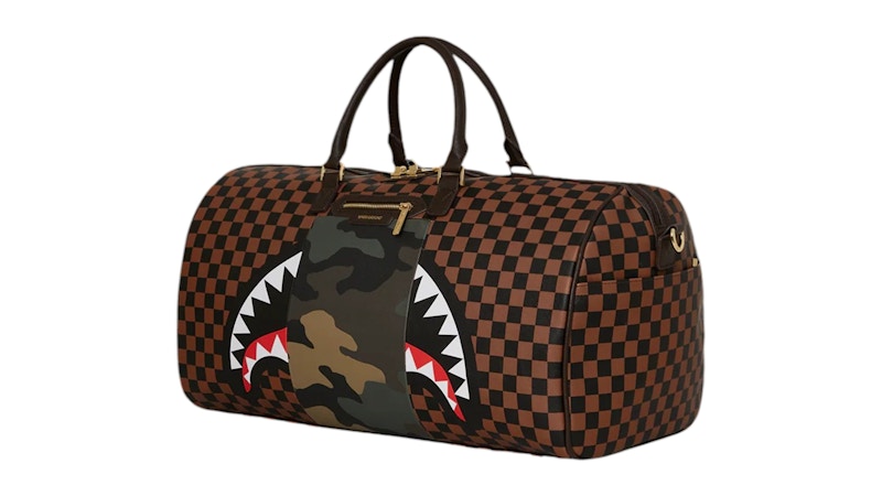 Sprayground Exterior Gold Zip Pocket Sharks In Paris Duffle Multicolor