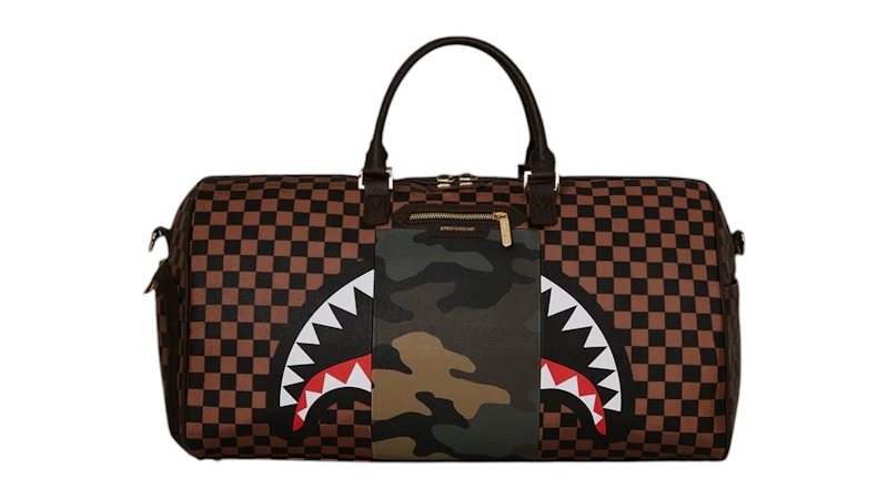 Sprayground Exterior Gold Zip Pocket Sharks In Paris Duffle Multicolor