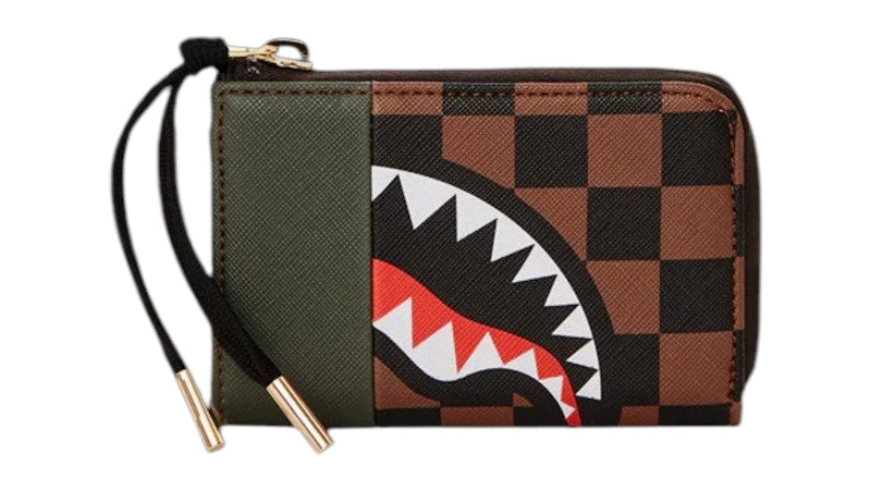 Sprayground Exterior Gold Zip Pocket Sharks In Paris Wallet Multicolor
