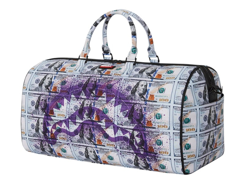 Sprayground Money Splat Duffle Duffle White Purple