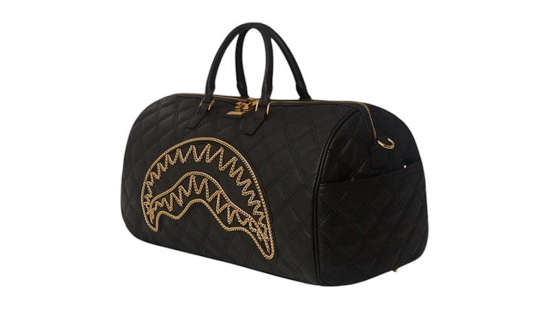 Sprayground Noir Quilt Gold Chain Shark Duffle Multicolor