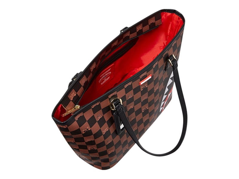 Sprayground Peeking Character Check Tote Tote Black Brown