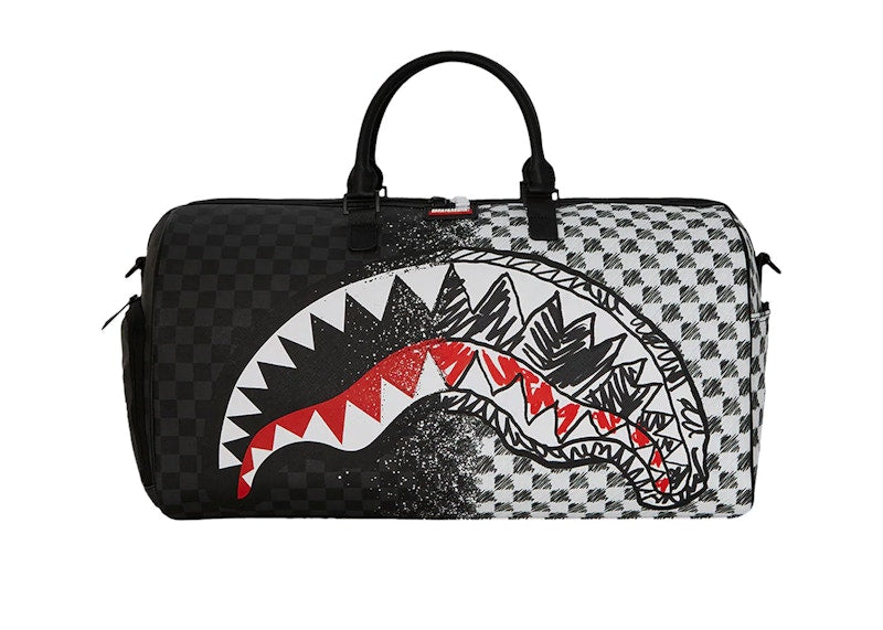 Sprayground Scribble Dribble Check Duffle Bag Black/White