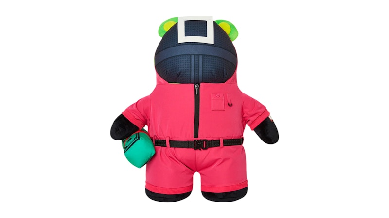 Sprayground Squid Game Collab Pink Soldiers Bear Backpack Multicolor