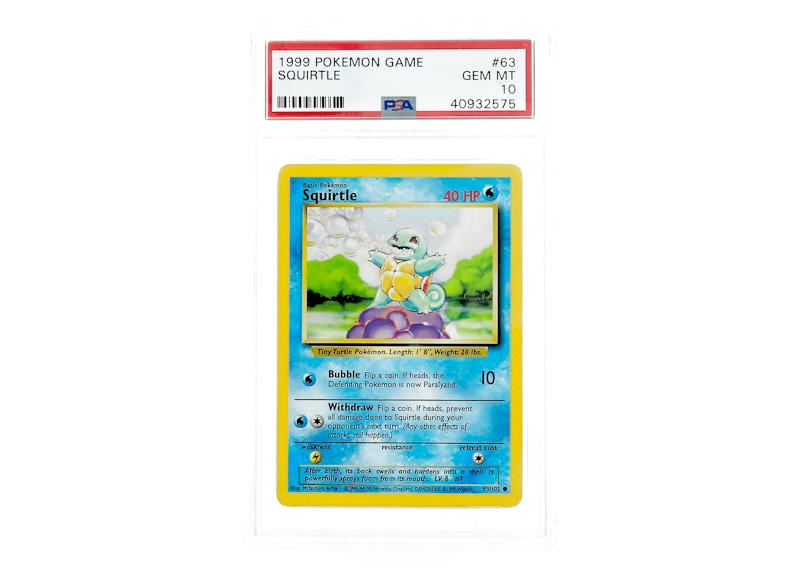 Squirtle 1999 Pokemon TCG Base Set 1st Edition #63/102 (PSA or BGS Graded)