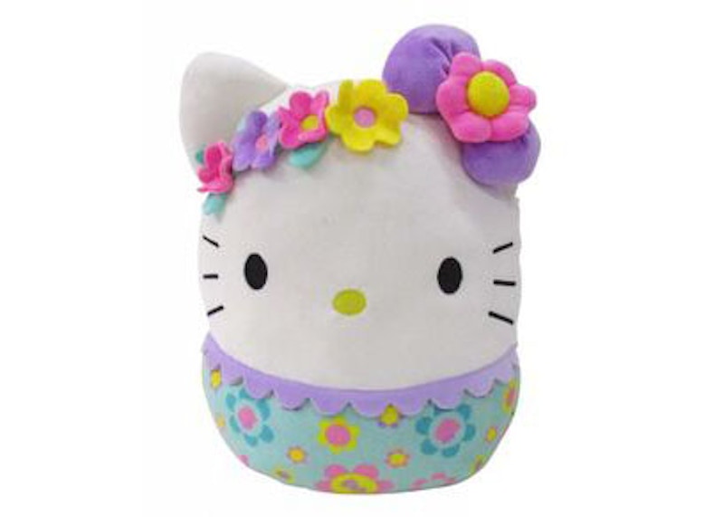 Squishmallow Sanrio Hello Kitty Floral Pattern 20 Inch Plush White/Blue