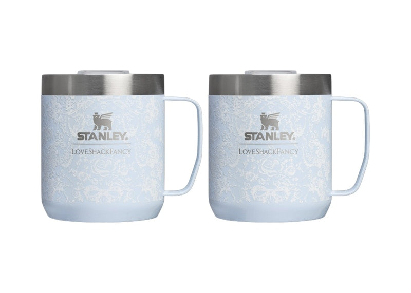 Stanley 1913 x LoveShackFancy Holiday Everyday Camp 12oz Mug Set Toscana Toile Alpine Blue