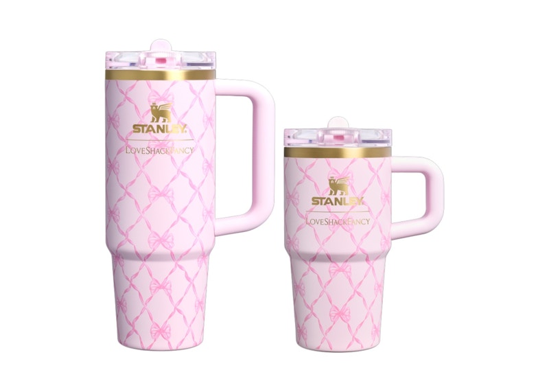 Stanley 1913 x LoveShackFancy Holiday The Quencher Details ProTour 20oz Tumbler Set Baby Bow Pink Peppermint