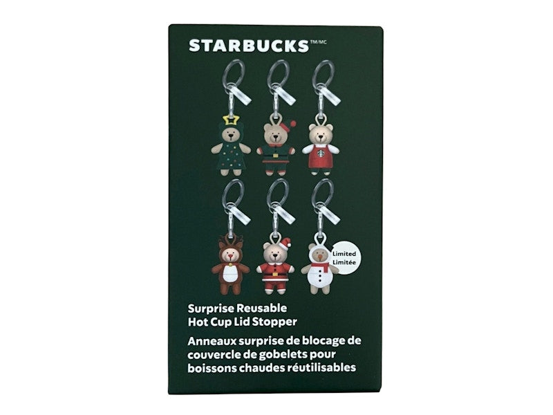 Starbucks Surprise 2025 Reusable Festive Bear Hot Cup Lid Stoppers Blind Box