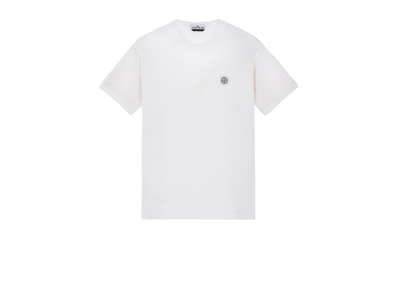 Stone Island 23757 Organic Cotton Fissato Effect T-shirt White