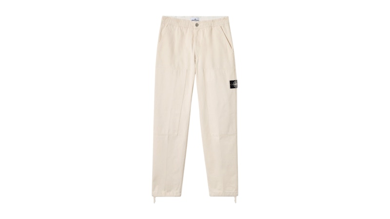 Stone Island 3100001 Natural Cotton Gabardine Raw Beauty Pant Ivory