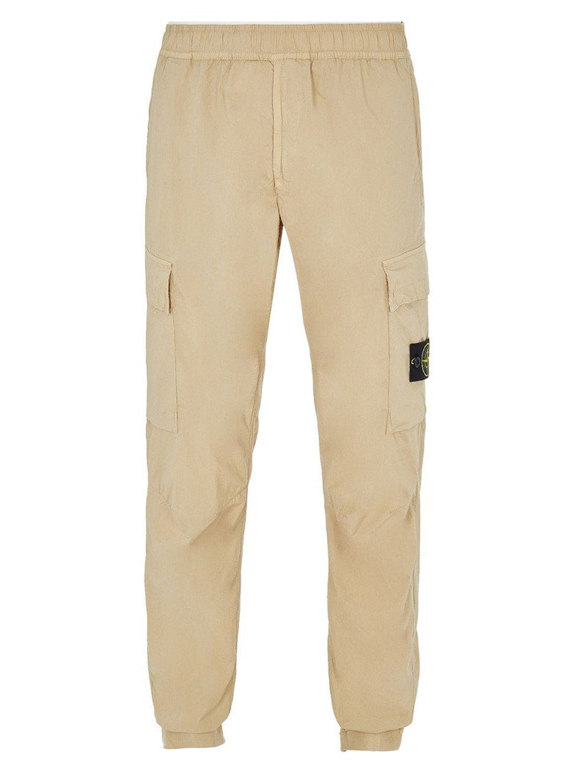 Stone Island 31303 Stretch Cotton Tela 'Paracadute' Garment Dyed Cargo Pants Beige