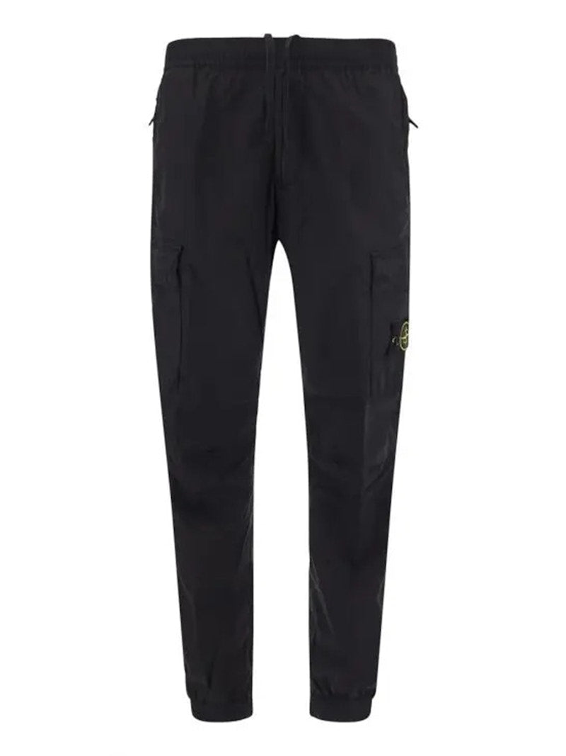 Stone Island 31303 Stretch Cotton Tela 'Paracadute' Garment Dyed Cargo Pants Black