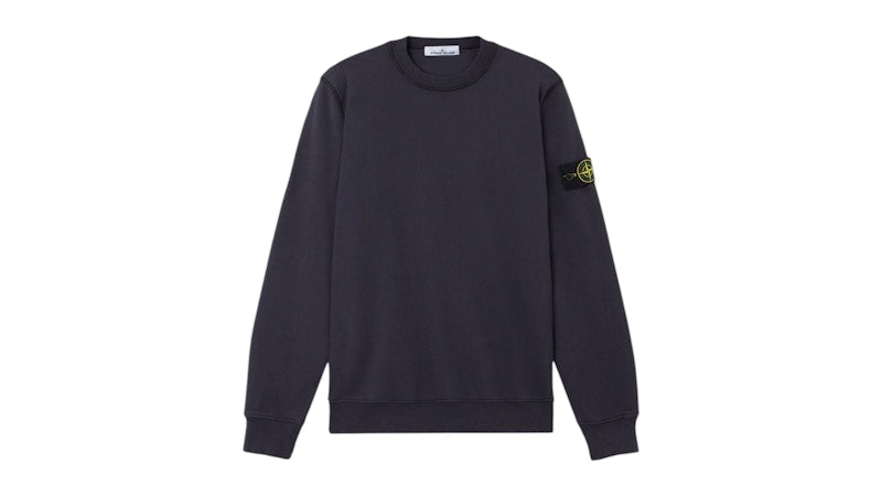 Stone Island 6100060 Organic Cotton Fleece Crewneck Ink Blue