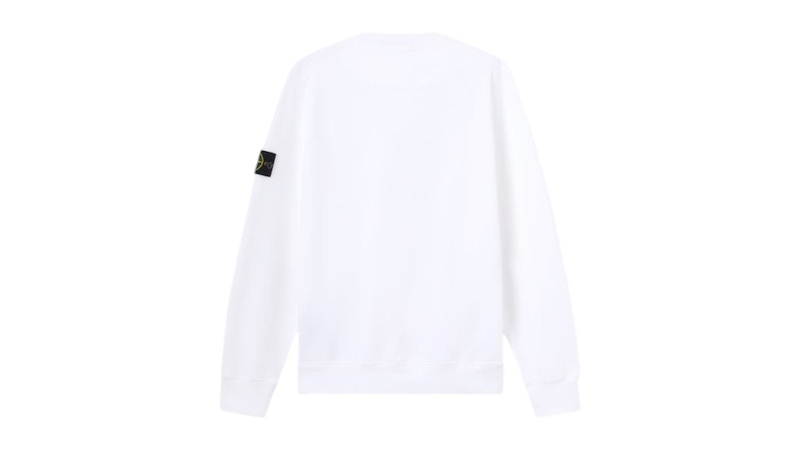 Stone Island 6100060 Organic Cotton Fleece Regular Fit Crewneck Sweatshirt White