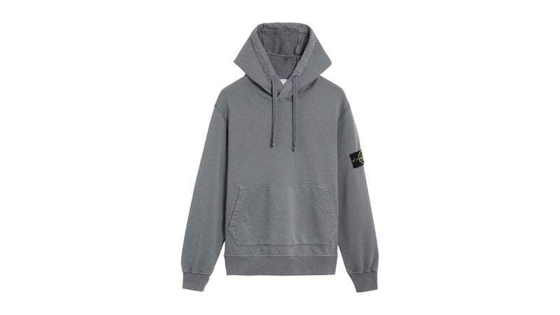 Stone Island 6100062 Organic Cotton Fleece Regular Fit Hooded Sweatshirt Gray