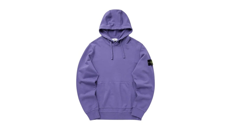 Stone Island 6100062 Organic Cotton Fleece Regular Fit Hooded Sweatshirt Lavender