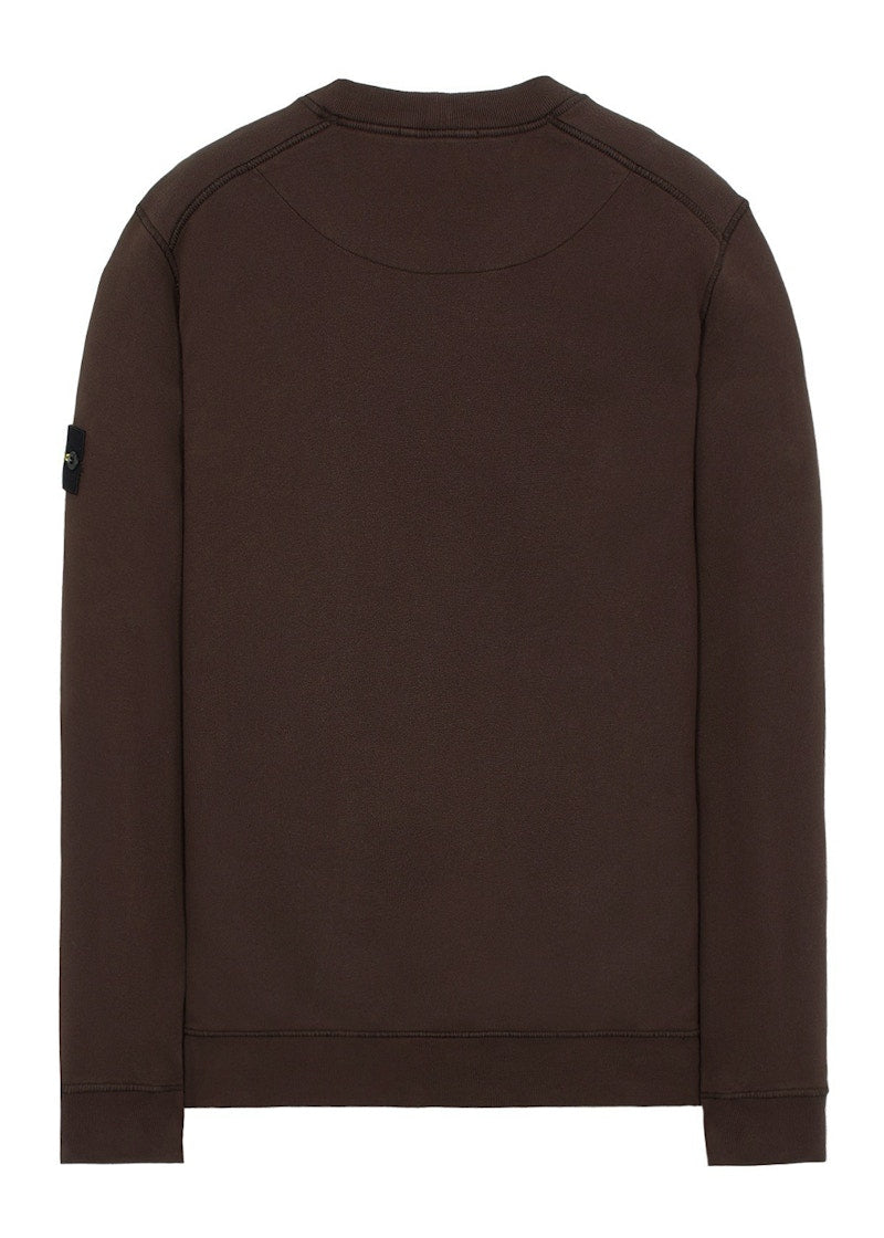 Stone Island 63020 Brushed Cotton Fleece Crewneck Dark Brown